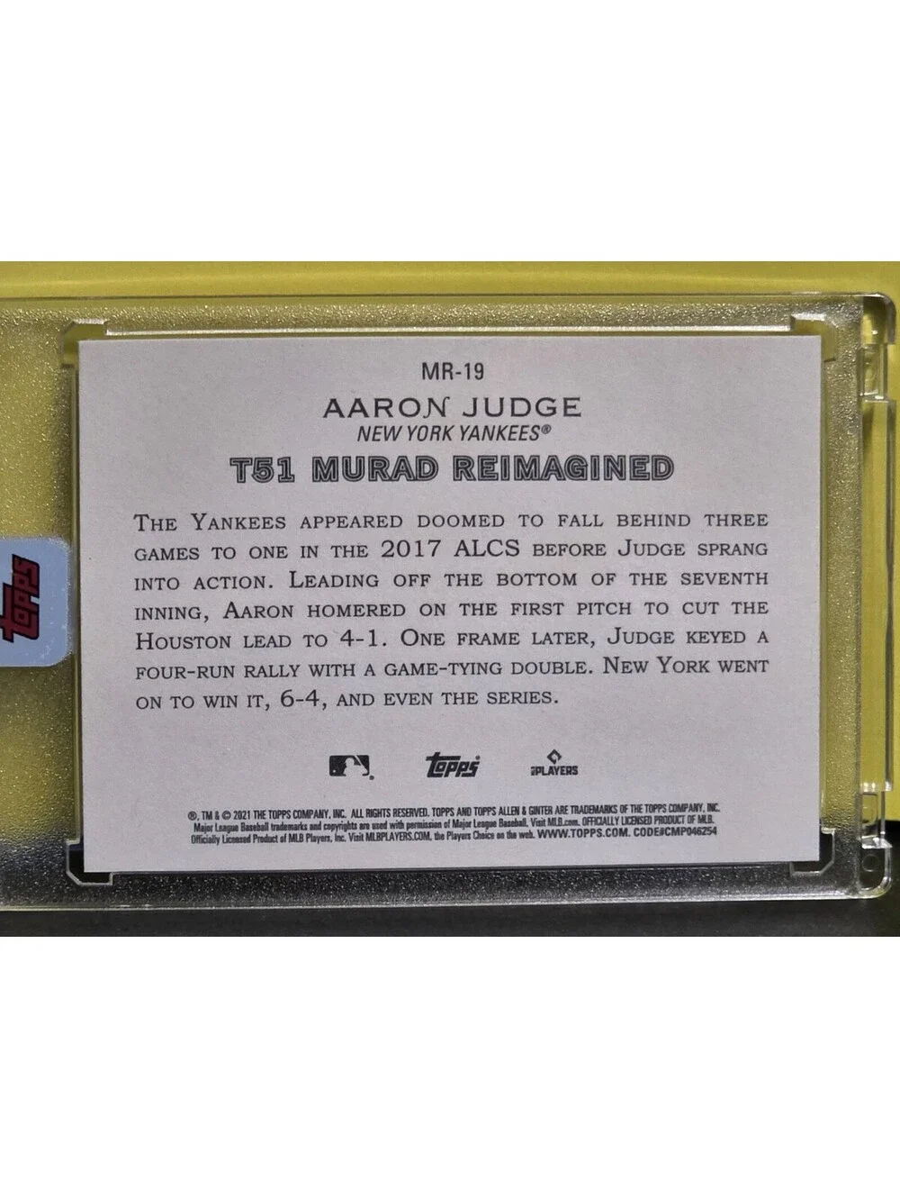 2021 Topps Allen & Ginter's Aaron Judge Murad Reimagined Sealed/Encased
